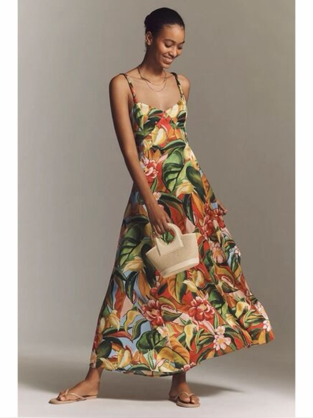 Farm Rio x Anthropologie sweetheart maxi dress